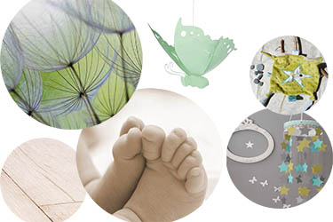 Planche inspiration d'avant-projet pour chambre bébé